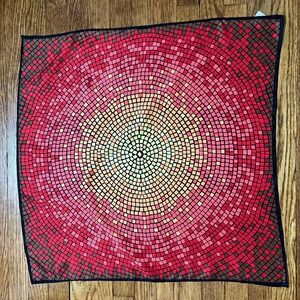 Talbots Silk Scarf Mosaic Sunburst Sunset Red Yellow Orange Square 26.5" x 26"